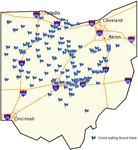 Ohio map showing locations